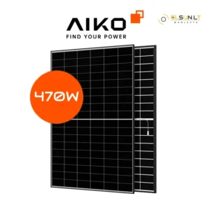 AIKO A470-MAH54DW 470W, dvipusiai (Stiklas-Stiklas) juodu rėmu saulės moduliai